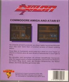 Box back cover for Exolon on the Commodore Amiga.