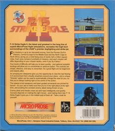 Box back cover for F-15 Strike Eagle 2 on the Commodore Amiga.