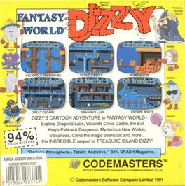 Box back cover for Fantasy World Dizzy on the Commodore Amiga.