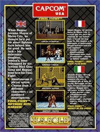 Box back cover for Final Fight on the Commodore Amiga.
