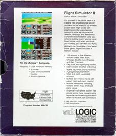 Box back cover for Flight Simulator 2 on the Commodore Amiga.