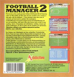 Box back cover for Football Manager 2 on the Commodore Amiga.