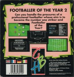 Box back cover for Footballer of the Year 2 on the Commodore Amiga.