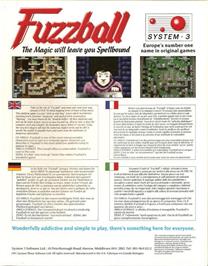 Box back cover for Fuzzball on the Commodore Amiga.