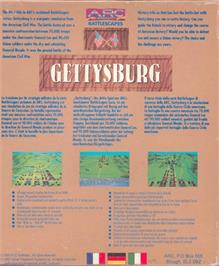 Box back cover for Gettysburg: The Turning Point on the Commodore Amiga.