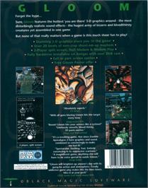 Box back cover for Gloom on the Commodore Amiga.