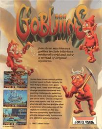 Box back cover for Gobliiins on the Commodore Amiga.