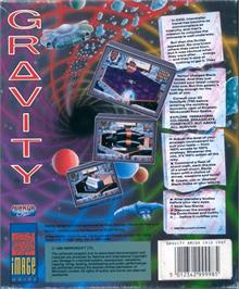 Box back cover for Gravity on the Commodore Amiga.