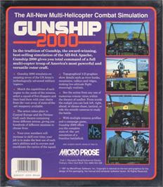 Box back cover for Gunship 2000 on the Commodore Amiga.