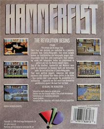 Box back cover for Hammerfist on the Commodore Amiga.