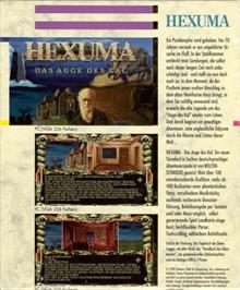 Box back cover for Hexuma: Das Auge des Kal on the Commodore Amiga.