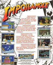 Box back cover for Impossamole on the Commodore Amiga.