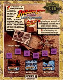 Box back cover for Indiana Jones and the Last Crusade: The Action Game on the Commodore Amiga.