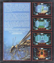 Box back cover for Infestation on the Commodore Amiga.