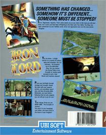 Box back cover for Iron Lord on the Commodore Amiga.