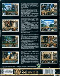 Box back cover for Ishar: Legend of the Fortress on the Commodore Amiga.