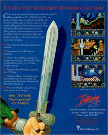 Box back cover for Lost Vikings on the Commodore Amiga.