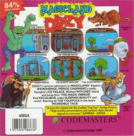 Box back cover for Magicland Dizzy on the Commodore Amiga.