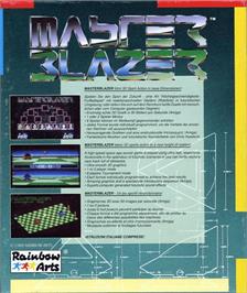 Box back cover for Master Blazer on the Commodore Amiga.