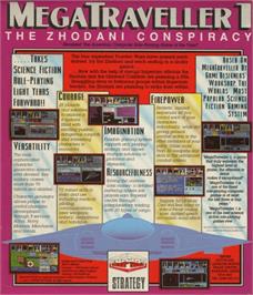 Box back cover for MegaTraveller 1: The Zhodani Conspiracy on the Commodore Amiga.