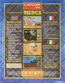Box back cover for Mercs on the Commodore Amiga.