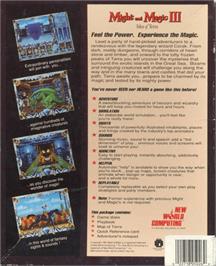Box back cover for Might and Magic III: Isles of Terra on the Commodore Amiga.
