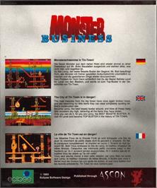 Box back cover for Monster Business on the Commodore Amiga.