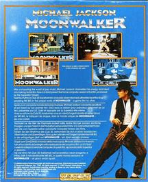 Box back cover for Moonwalker on the Commodore Amiga.