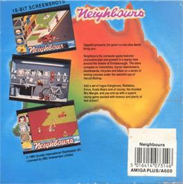 Box back cover for Neighbours on the Commodore Amiga.