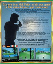 Box back cover for Nick Faldo's Championship Golf on the Commodore Amiga.