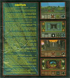 Box back cover for Obitus on the Commodore Amiga.