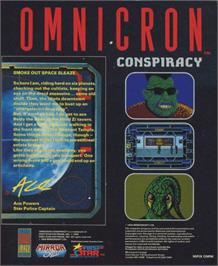 Box back cover for Omnicron Conspiracy on the Commodore Amiga.