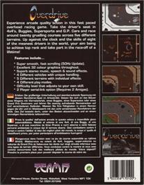 Box back cover for Overdrive on the Commodore Amiga.
