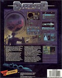 Box back cover for Overlord on the Commodore Amiga.
