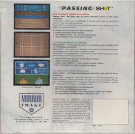 Box back cover for Passing Shot on the Commodore Amiga.