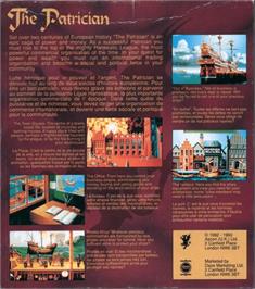 Box back cover for Patrician on the Commodore Amiga.