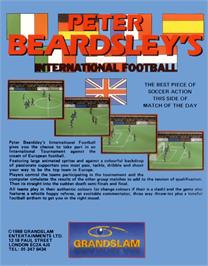 Box back cover for Peter Beardsley's International Football on the Commodore Amiga.