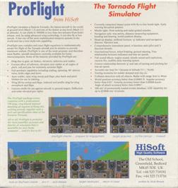 Box back cover for ProFlight on the Commodore Amiga.