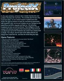 Box back cover for Project-X on the Commodore Amiga.