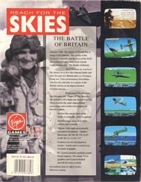 Box back cover for Reach for the Skies on the Commodore Amiga.