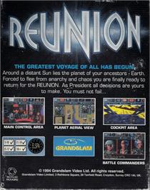 Box back cover for Reunion on the Commodore Amiga.