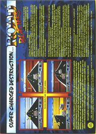 Box back cover for Road Blasters on the Commodore Amiga.