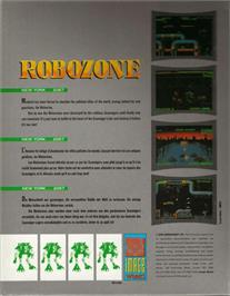 Box back cover for Robozone on the Commodore Amiga.