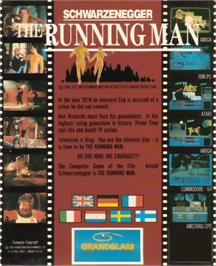 Box back cover for Running Man on the Commodore Amiga.