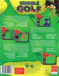 Box back cover for Sensible Golf on the Commodore Amiga.