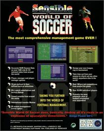 Box back cover for Sensible World of Soccer: European Championship Edition on the Commodore Amiga.