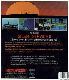 Box back cover for Silent Service 2 on the Commodore Amiga.