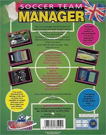 Box back cover for Soccer Team Manager: English and Italian Leagues on the Commodore Amiga.