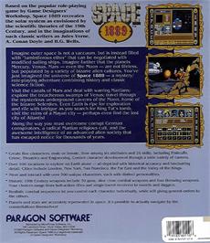 Box back cover for Space 1889 on the Commodore Amiga.