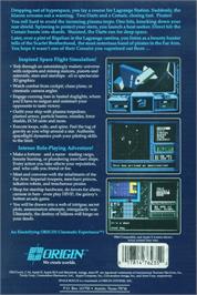 Box back cover for Space Rogue on the Commodore Amiga.